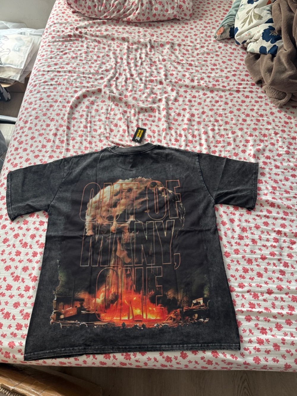 Godspeed - Black Graphic Short Sleeve Tee with Skeleton Button Design - Picture 2 of 3